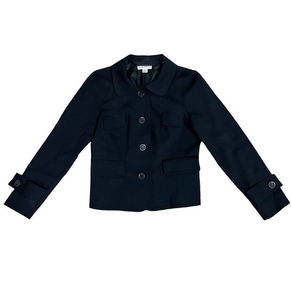 Pendleton Blazer Women’s Black Virgin Wool Blend Jacket Size 8 4 Button Collared - Picture 3 of 10